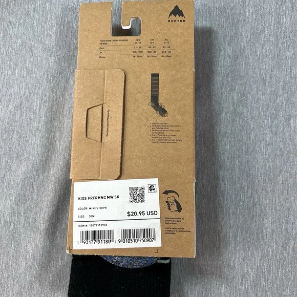 NEW Burton Kids' Performance Midweight Merino Wool snow Ski Socks S/M 13-1 $21 - Picture 7 of 7